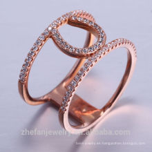 dubai rose Gold 18K rodio plateado calidad moda nuevo anillo joyería último diseño chic